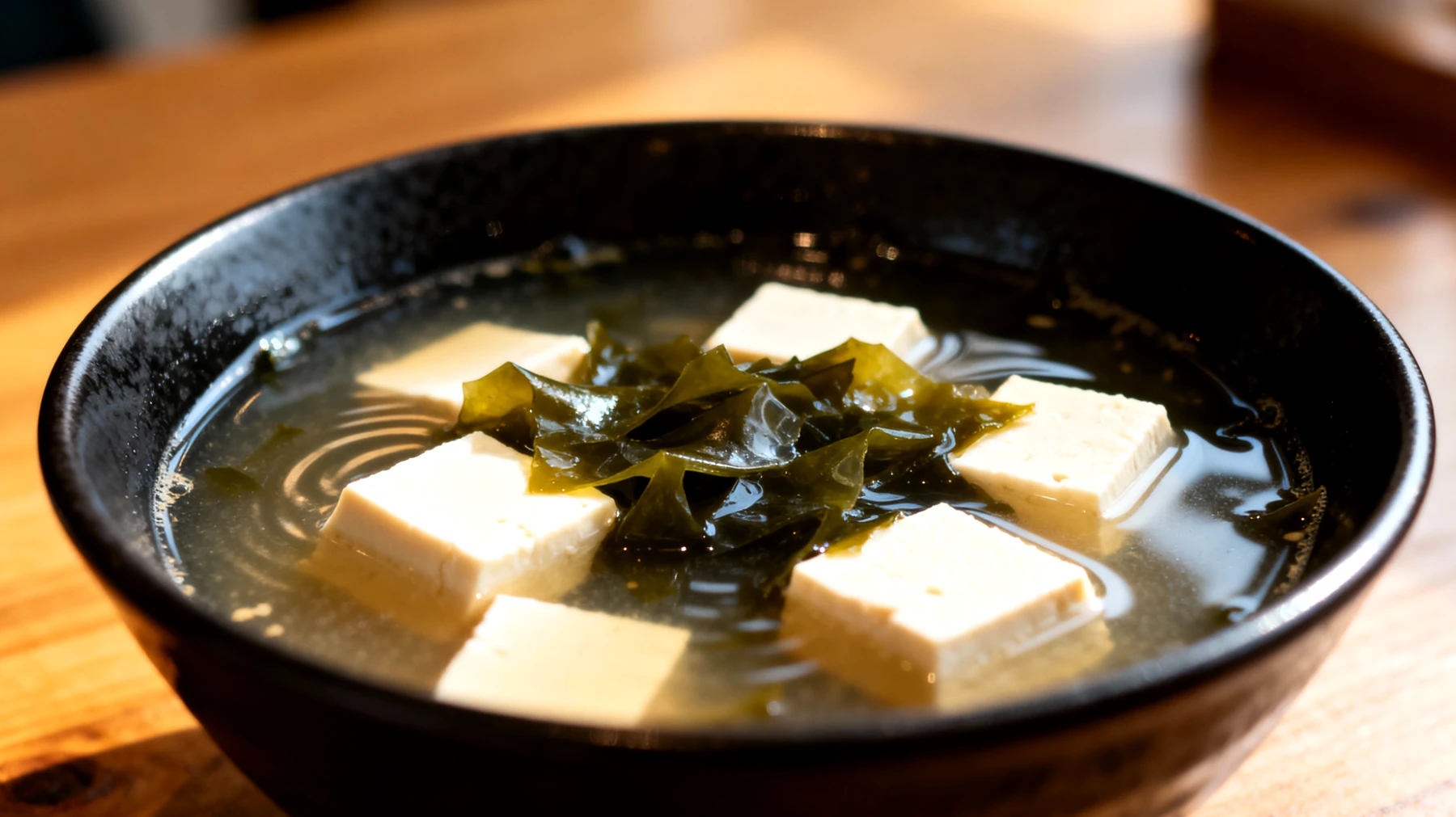 Zuppa di miso con alghe wakame e tofu"